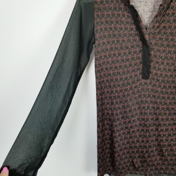 Simply Vera Vera Wang V-Neck Hi-Lo Blouse Women's XS Sheer Long Sleeve - Picture 4 of 8